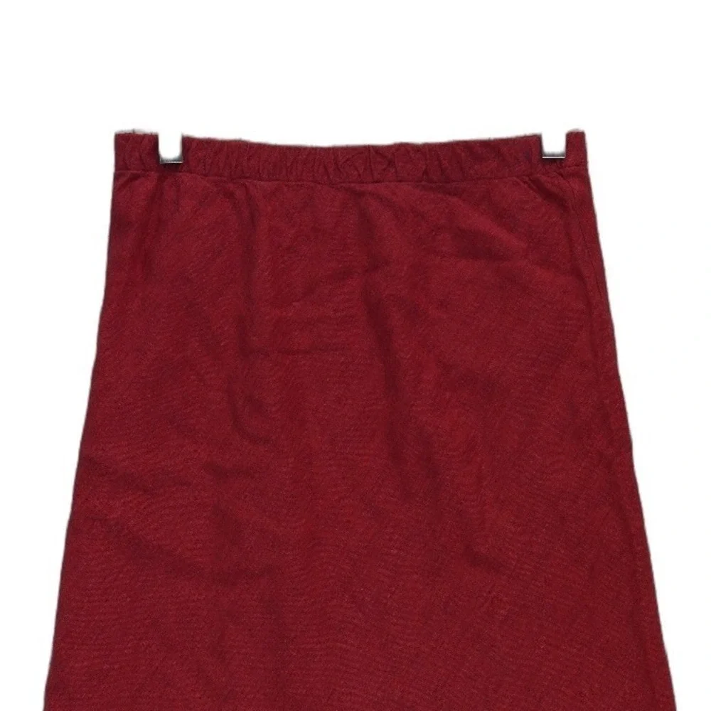 Eileen Fisher 100% Irish Linen Maxi Skirt Women's Size Small Red A-Line Elastic